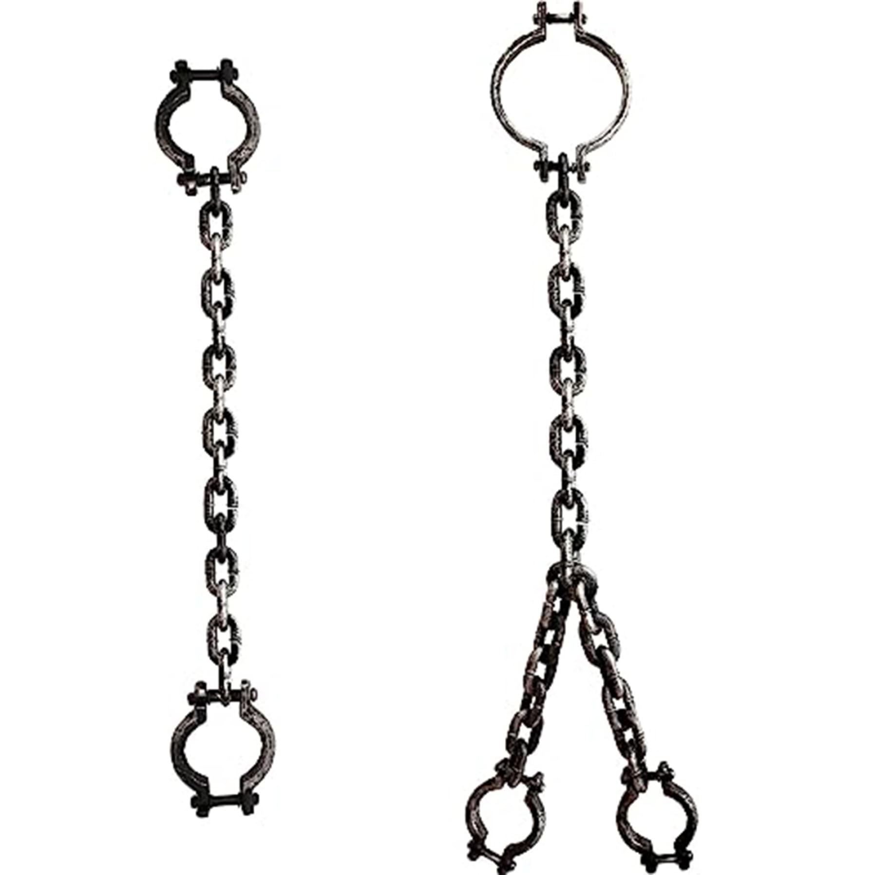 Xweptuy 2 Pcs Halloween Chains Plastic Handcuffs with Body Headgear Shackles Chain Realistic Neck Wrist Shackles with Toy Handcuffs for Costume Party Haunted Dress Up Props