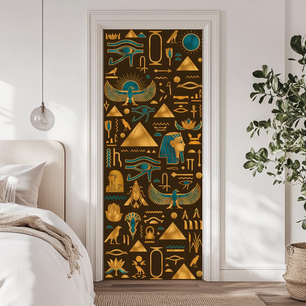 arricraft 2 Pcs Self-Adhesive Door Sticker, Egyptian Design