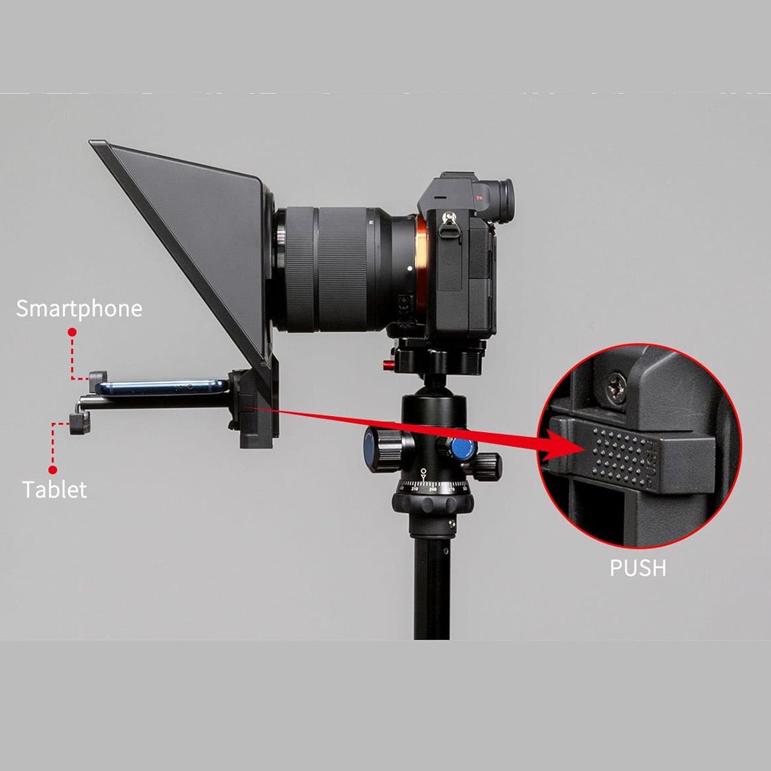 TP2A Portable 8 Teleprompter for Tablets/Smartphones/DSLR Cameras, with Remote Control & Lens Adapter, APP Compatible with iOS/Android, for Online Teaching/Video Bloggers