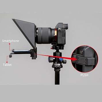 Teleprompter for Tablet Smartphone, 8 Inch HD Display Glass, Remote Control, Lens Adapter Rings, Compatible with iOS for Android, Online Teaching Live Streaming