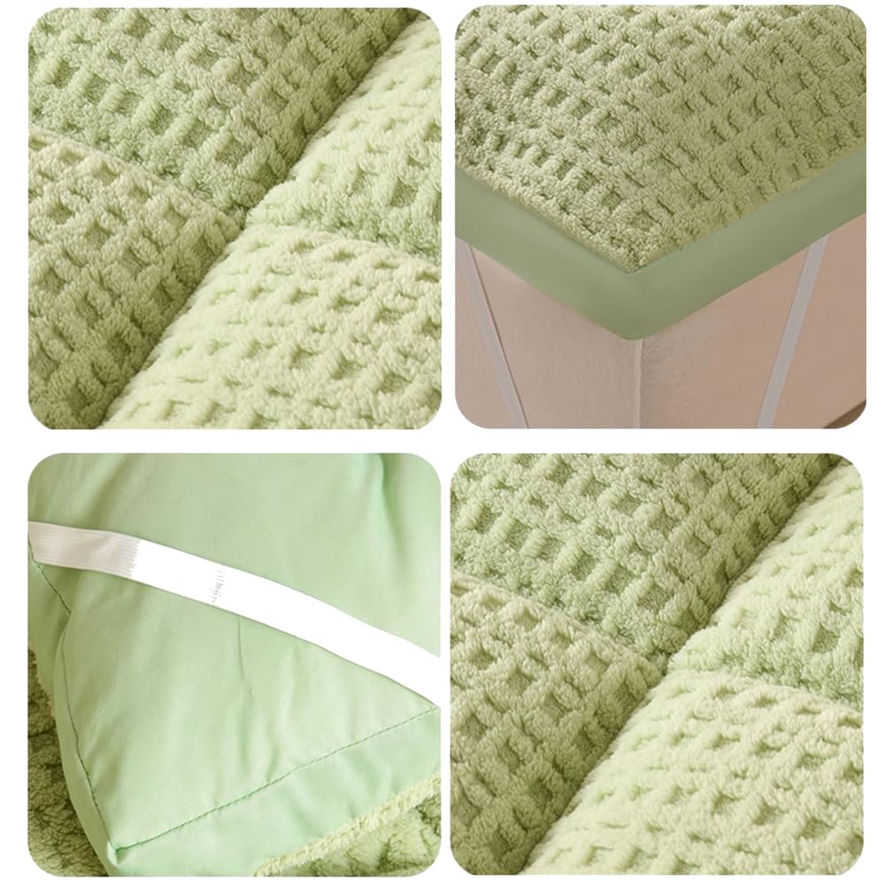 Velours Matelas de Sol Tatamis Adulte, Duveteux Matelas Futon Pliable 1 Place 2 Places, Couleur Unie Tatami Epais pour Matelas, Doux Futon Japonais avec Bande Élastique,F,120x200cm/47x79in