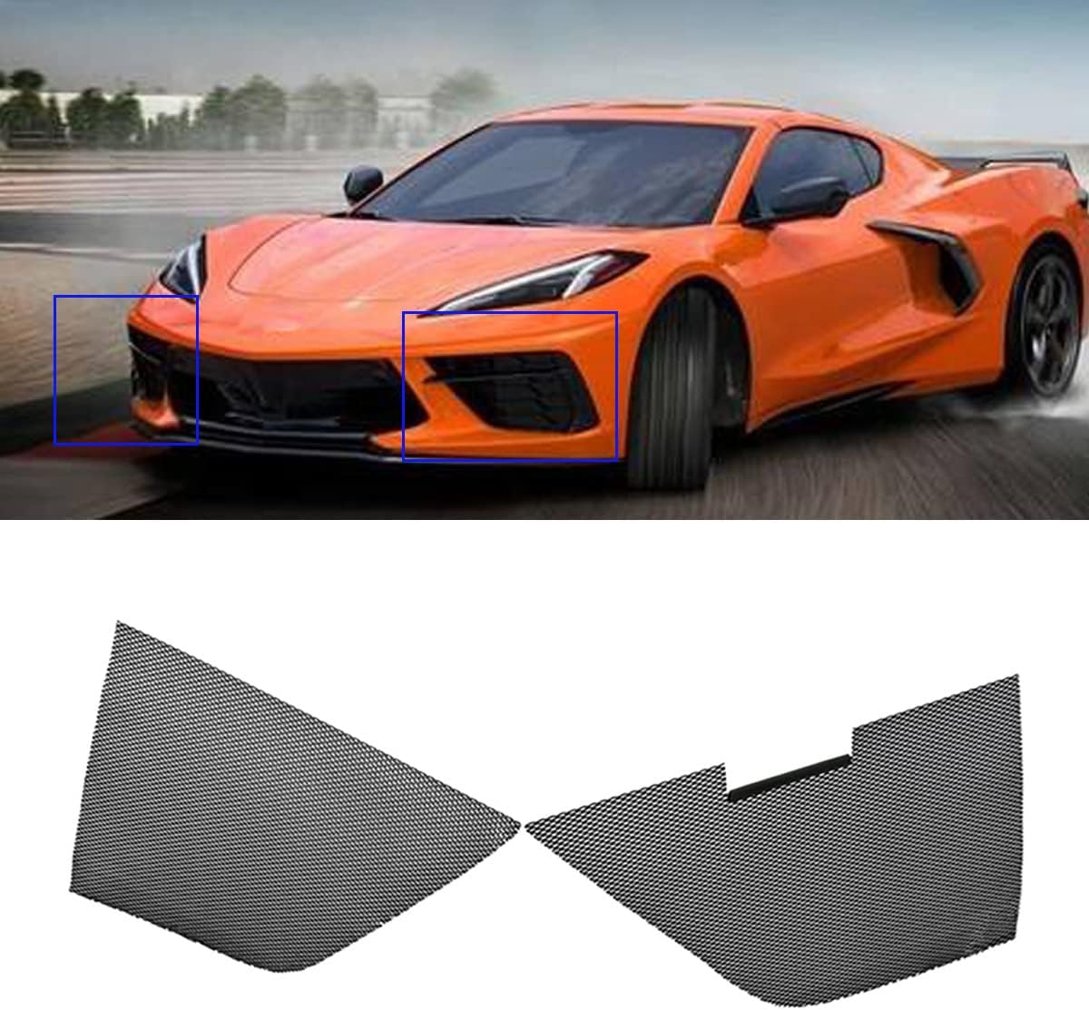 BILLFARO2Pcs Red Upgraded Front Radiator Guards Grille,Aluminum Front Outer Grill Low Profile Body Bumper Grille Vents Insert Mesh Set for Corvette C8 Stingray Z51 Convertible/HTC 2020-2025