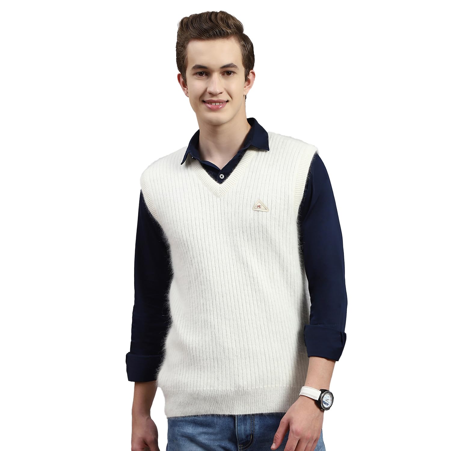 Mens Solid V Neck Sleeveless Sweater (1240475SL)