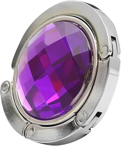 Plegable Bolso Bolso Percha Mesa Gancho Ronda Rhinestone Holder - Púrpura