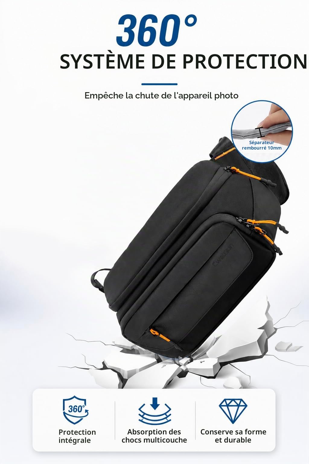 Cwatcun Sacoche pour Appareil Photo SLR à Bandoulière, Résistante à l'Eau, pour Photographe, Noir, S