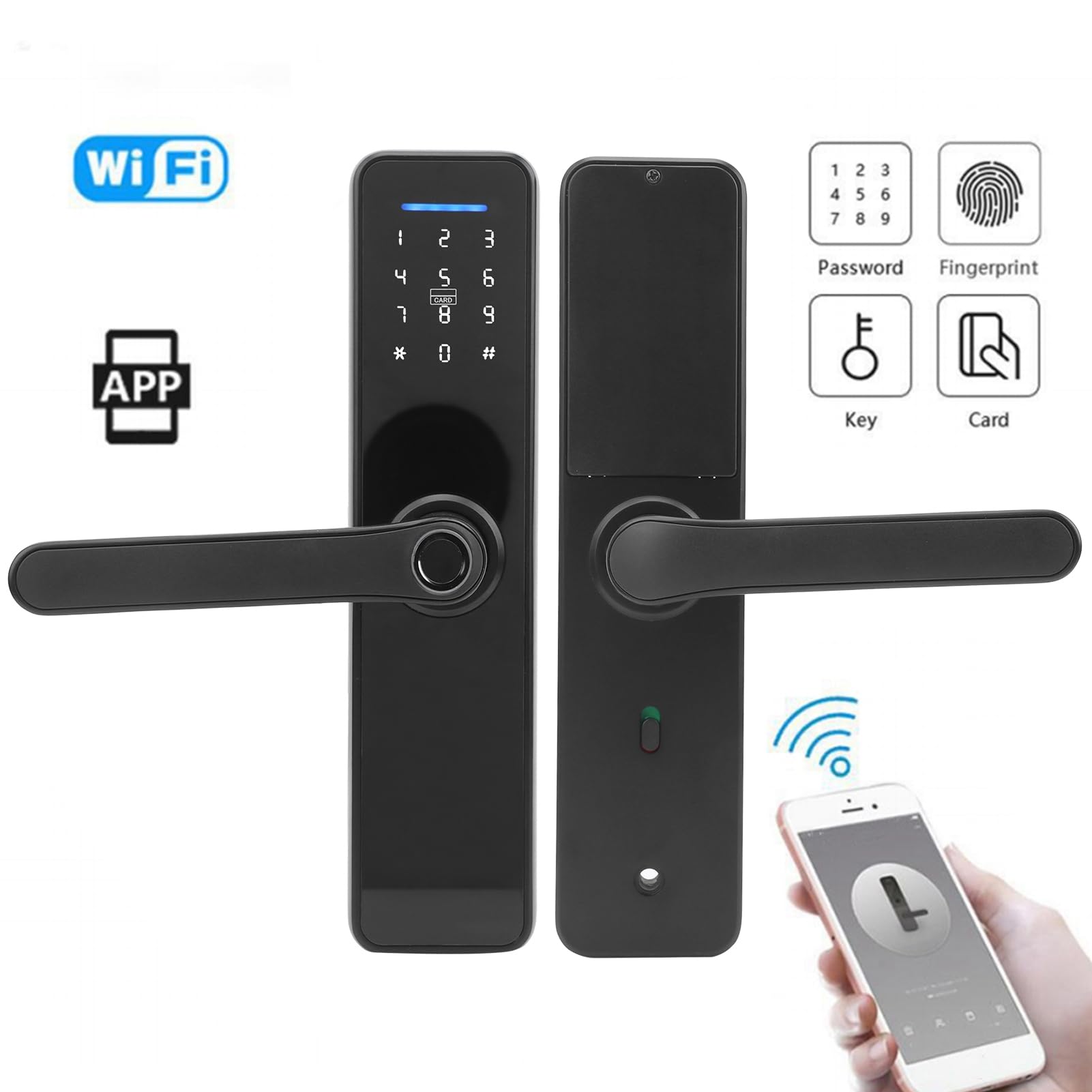 Serrure de porte intelligente à écran tactile étanche avec wifi empreinte digitale mot de passe carte IC et clé mécanique