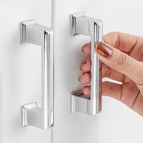 Vista 22 de Paquete de 10 tiradores de gabinete de 6-1/4 pulgadas, tiradores negros mate para gabinetes, accesorios de cocina negros para gabinetes, cajones