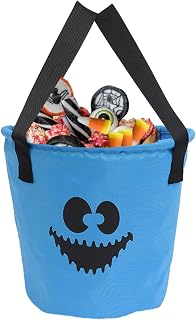 Tote de doces para o Dia das Bruxas, Saco de doces portátil assustador com luzes LED, Acessórios de fantasia de Halloween para doces, biscoitos, chocolate, brinquedos, livros, adereços Maidong