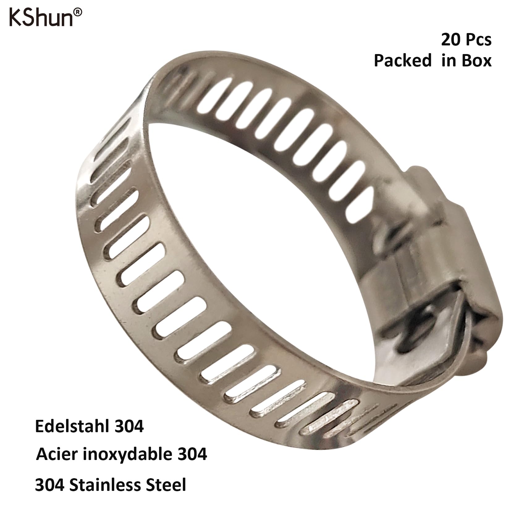 20 Stk Schlauchschelle Edelstahl 304 Clip für Soft Pipe Spannbereich 13-19mm, Bandbreite 8 mm, Robust und rostbeständig Rohrschellen