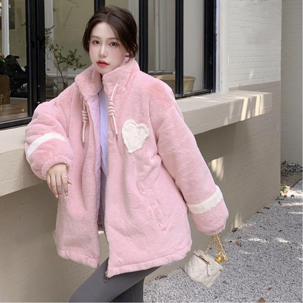 Korean Winter Lamb Wool Jacket Coat Women Loose Velvet Warm