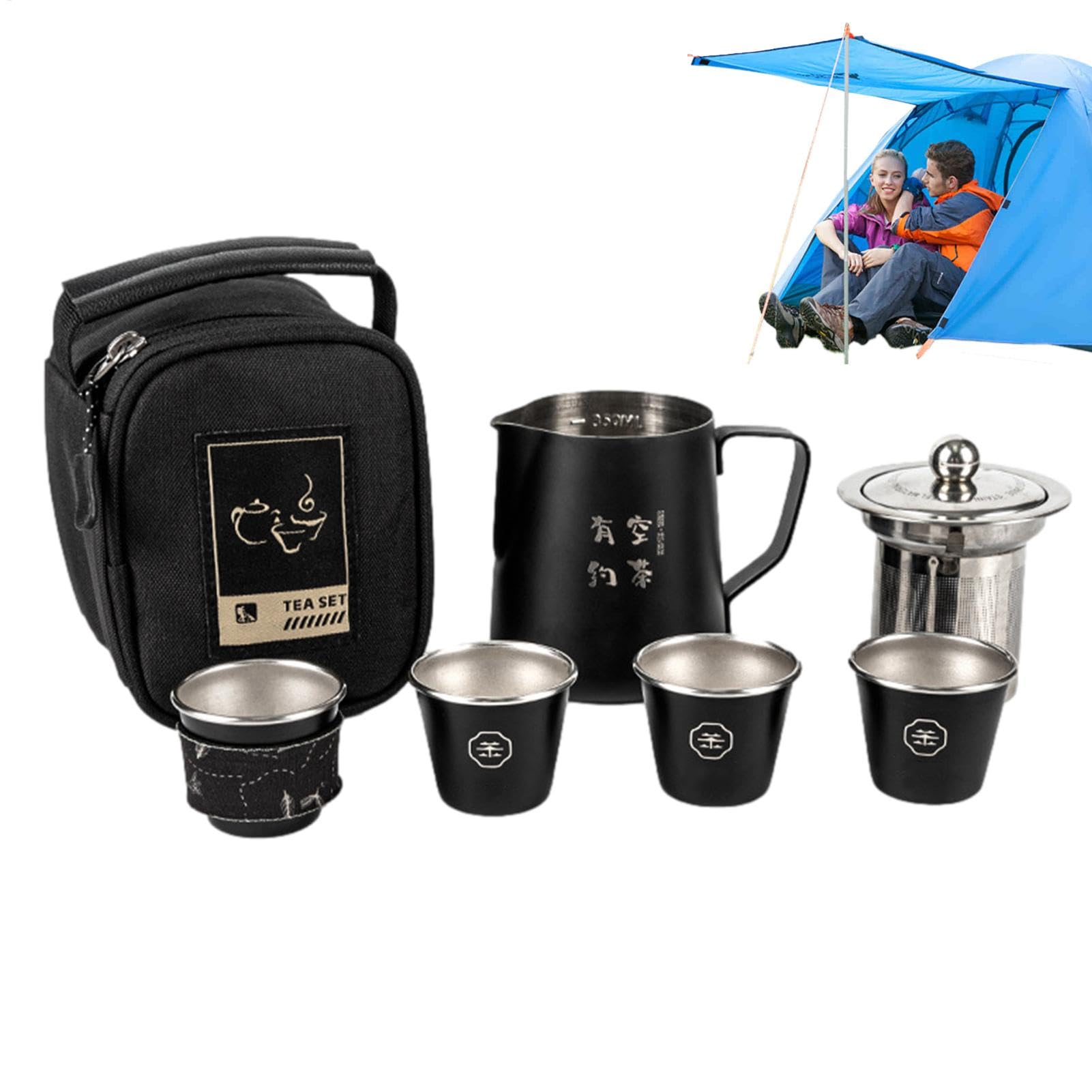 Bouilloire de camping et service à thé chinois de voyage pour pique-nique en plein air