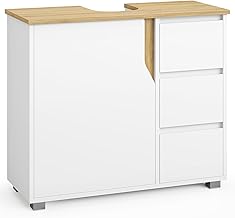 Bathroom Cabinet with 3 Large Drawers, 2 Compartments Behind the Door, Adjustable Shelf, Bathroom Cabinet, Vanity Cabinet, Bathroom Cabinet, 30 x 72 x 60 cm, White