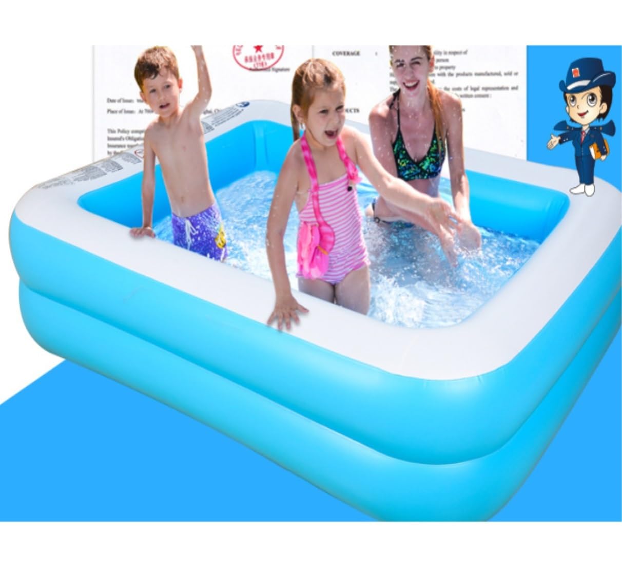 Planschbecken Schwimmbad Pool Family Swim Center Aquarium Aufblasbarer Pool Rechteckiger Lounge-Pool Swimmingpool Gartenpool Planschbecken für Gärten(128 * 85 * 45cm)