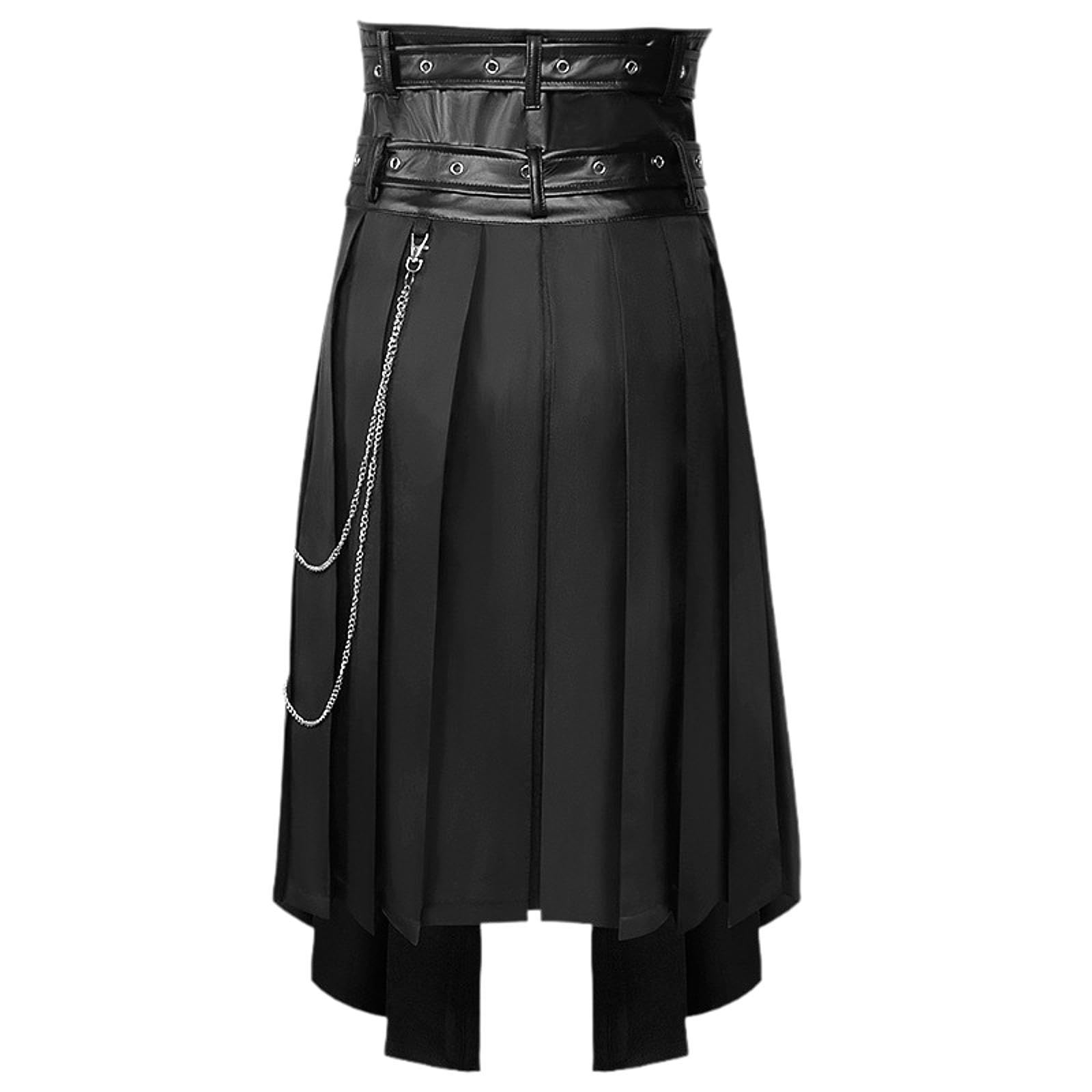 atorse ™ Men's Punk Skirt Black Adjustable Waist Belt Male Steampunk Daily Half Skirt M|Clothing Shoes & Accessories | Mens Clothing | Pants-picture-22