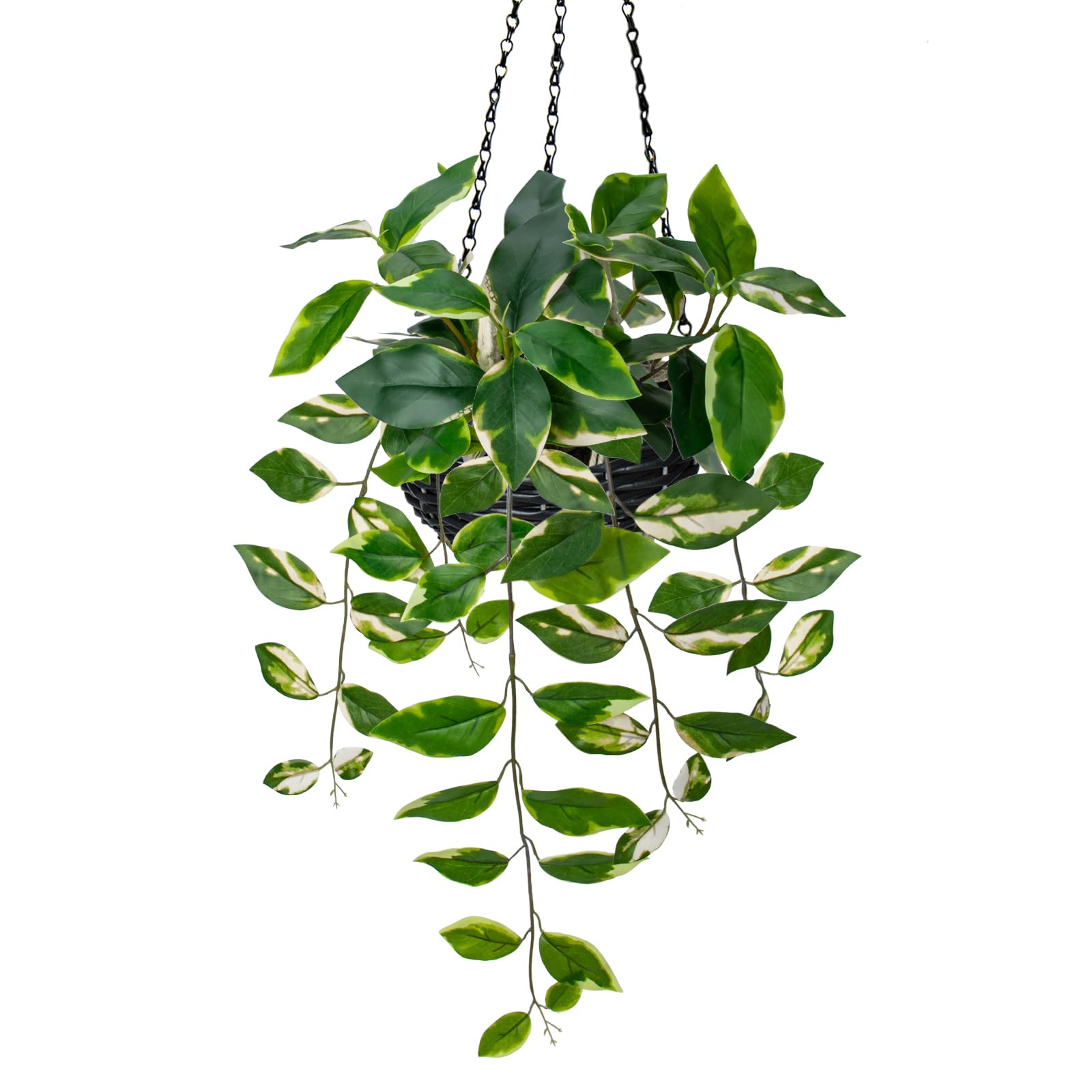 Oairse Artificial Hanging Plants Fake Hanging Plants with Pots Faux Golden Pothos N‘ Joy Potted Plants Hanging Wall Plants with Basket Pot for Wall Shelves Bedroom Bathroom Indoor Outdoor