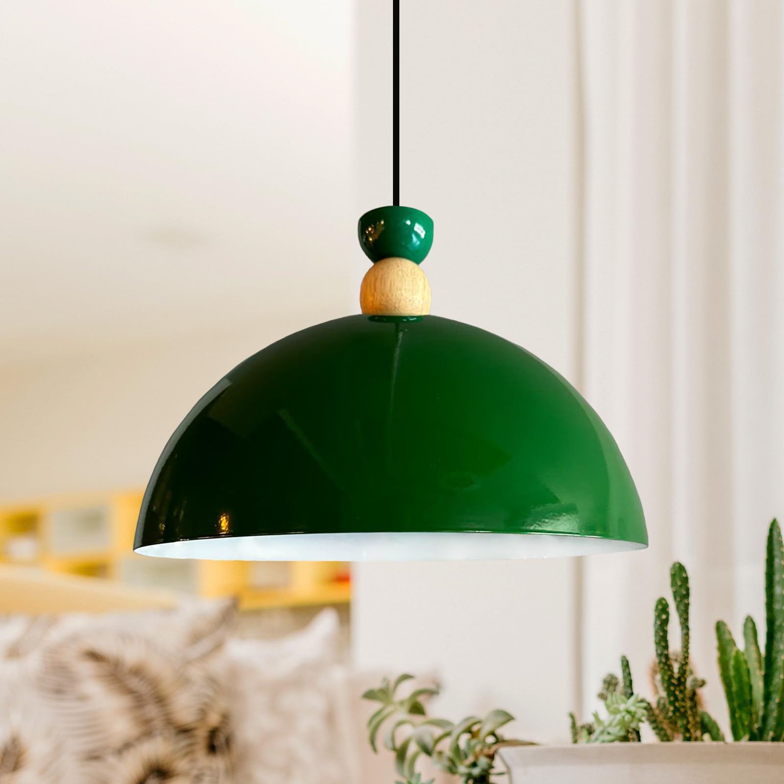 bamyum Yimpi Pendant Light Dining Table, Ø30 cm Green Decorative Living Room Lamp, E27 Pendant Light Metal, Kitchen Lamp, Hanging Lamp, Bedroom, Dining Table, Living Room, Dining Room Lamps — image 1