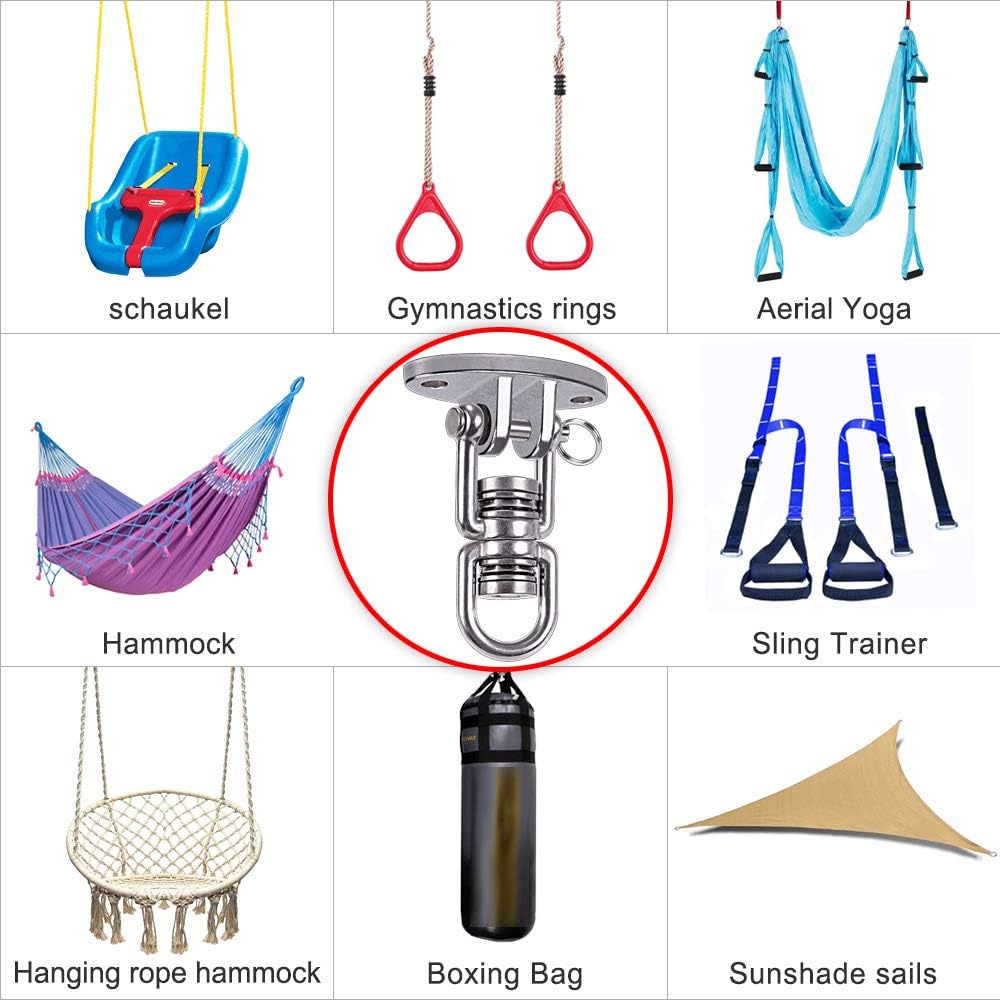 SELEWARE Bearing Swing Hanger, Heavy Duty 360° Rotate Swing Swivel Hook, 1200LB Capacity Swing Hook for Wooden Playground Yoga Hammock Chair Rope Punching Bag Porch Swing Set : Toys & Games