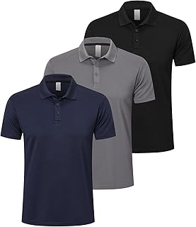 Mens Polo Shirts Moisture Wicking Short Sleeve Performance Quick Dry Athletic Golf Shirts