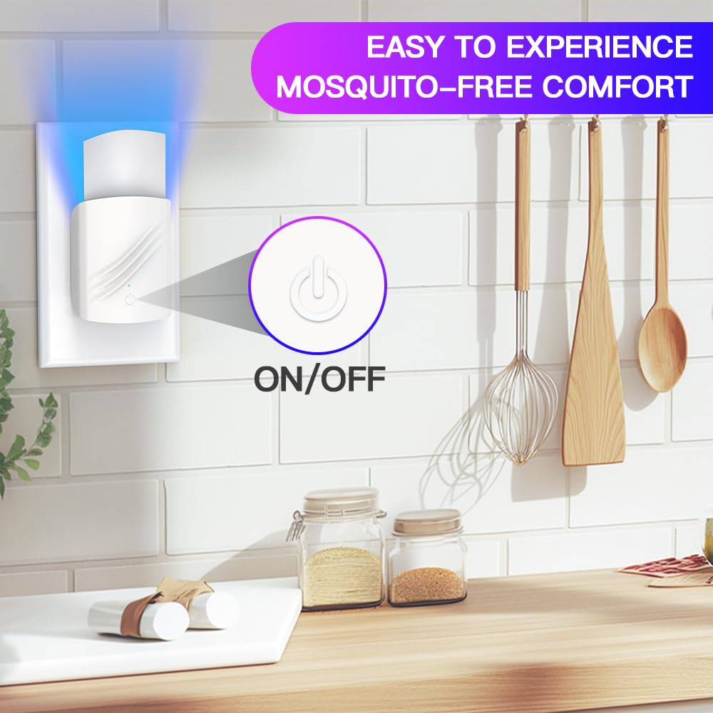 Fruit Fly Traps for Indoors, Mosquito Trap Plug in Bug Catcher with Night Light, Moth Housefly Insect Gnat Traps for House Indoor Kitchen Office - No Odor (1D+6Refills) — view 4