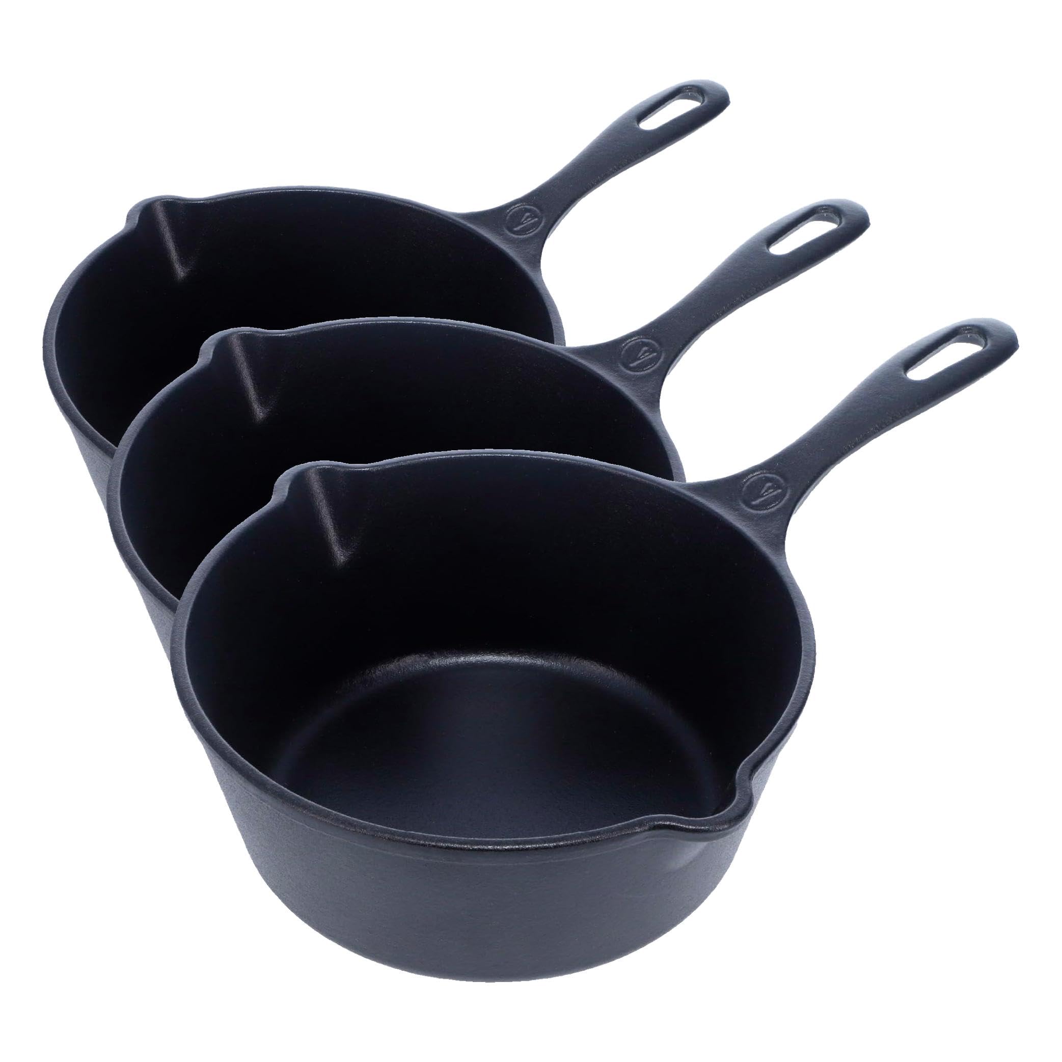 Victoria Cast Iron Saucepan, Cast Iron Melting Pot, Made in Colombia, 2QT (Pack of 3)