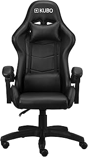 KUBO - Silla Gamer - Ergonómica - Reposacabezas - Elevación Gas Nivel 4 - Máximo Confort - Color: Negro -Peso Máximo de...
