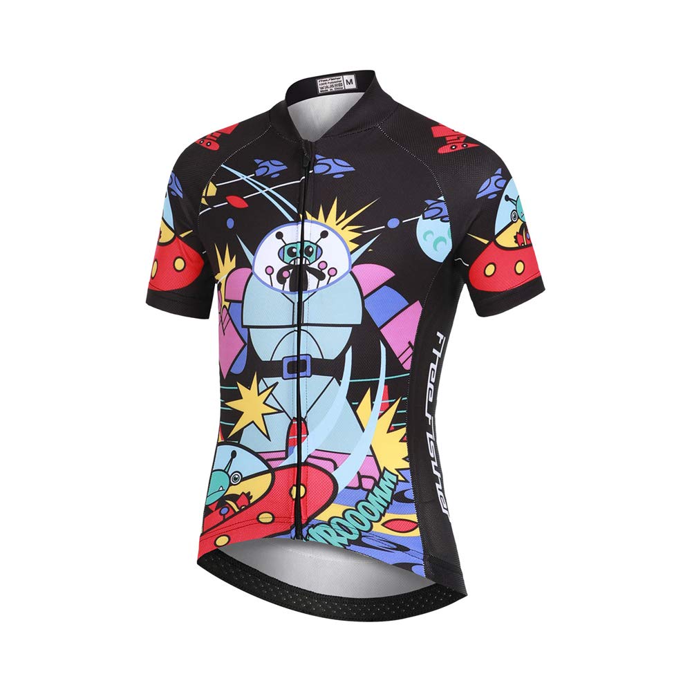 Kinder Jungen Radtrikot Set, Mädchen Radbekleidung Anzüge, Quick Dry Radsportanzug, Fahrradtrikot Kurzarm und 3D Sitzpolster Radhose, Außerirdischer Krieg, 122/128(Herstellergröße: L)