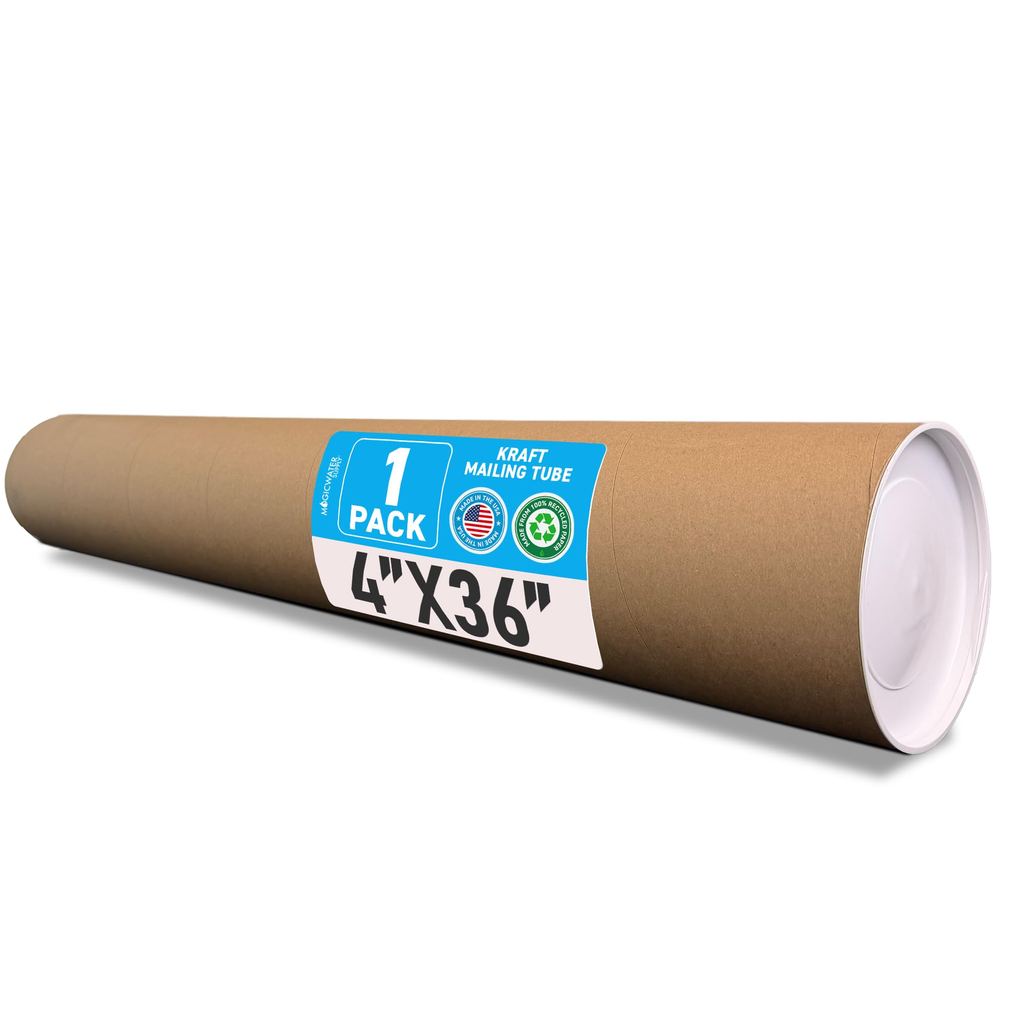 MagicWater Supply Tubo postale – 10,2 x 91,4 cm – Kraft – 1 confezione – per spedizione e conservazione di poster, arte, artigianato e documenti
