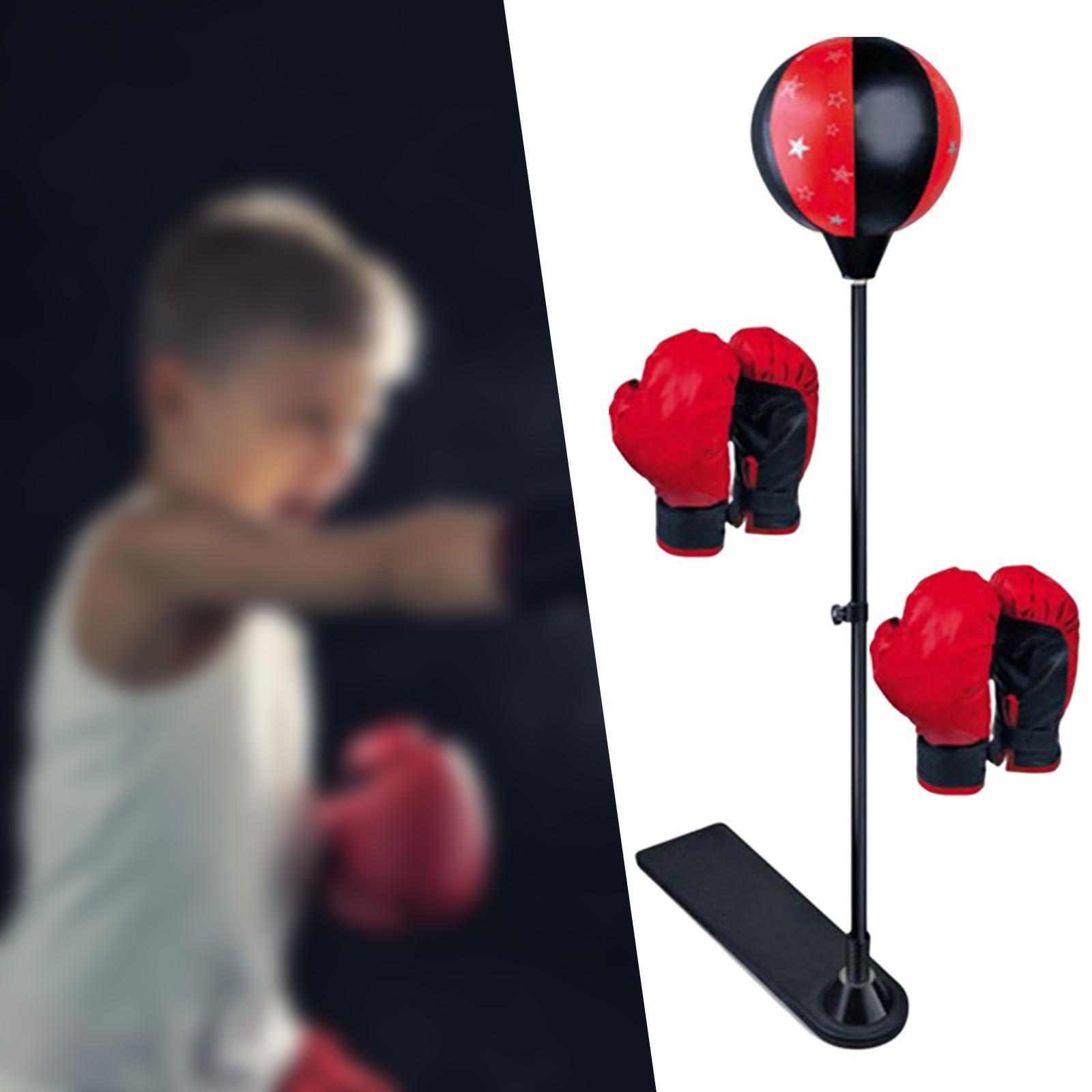 Guantoni da boxe per bambini, palla da boxe con supporto, altezza | regolabile, durevole, per bambini, sacco da Taekwondo, palla da allenamento con supporto per guantoni da