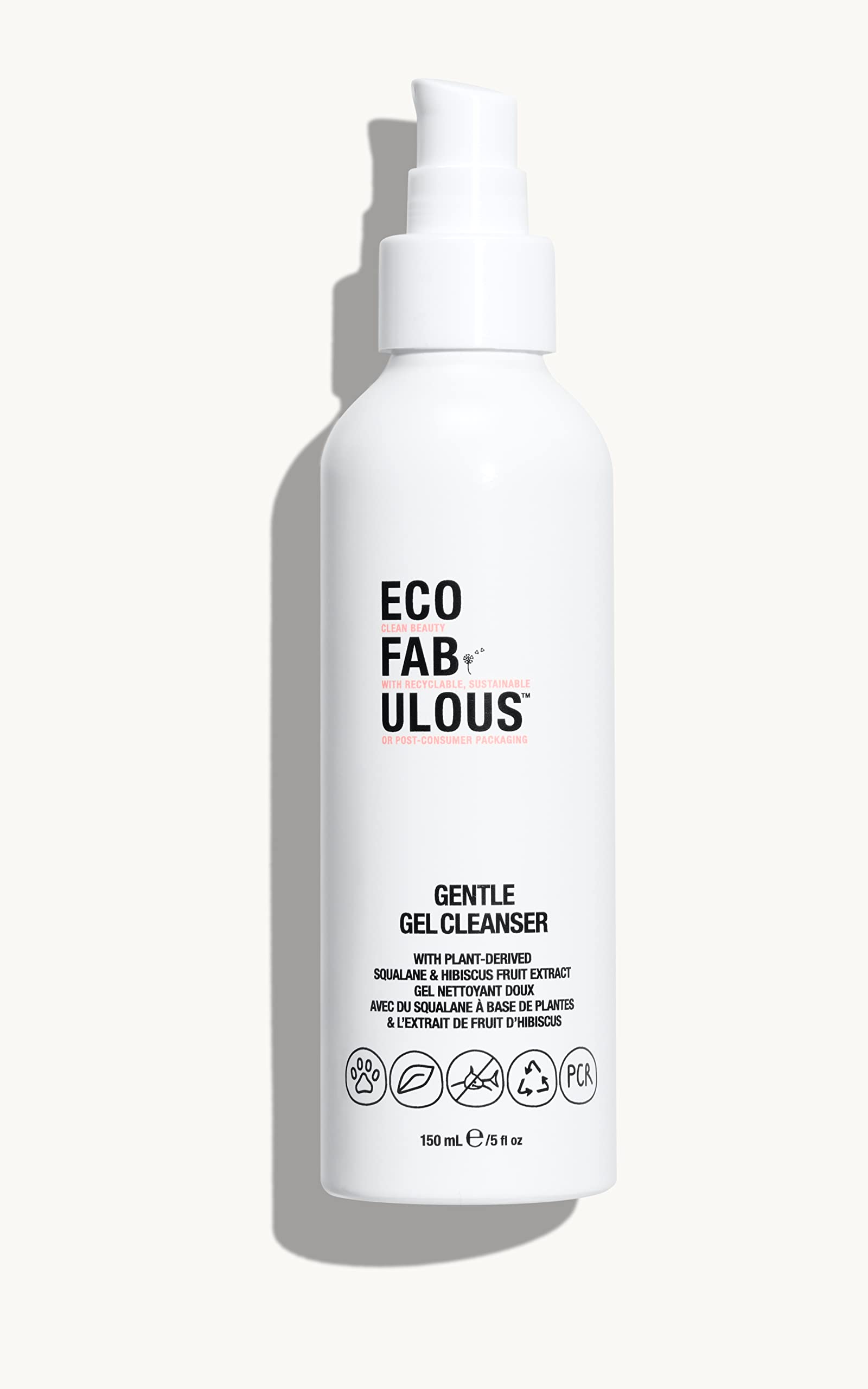 Gentle Gel Cleanser – Deep Cleans Skin While Protecting and Conditioning, Squalane, Hibiscus Sabdariffa – Daily Use AM + PM - Clean + Recyclable + Vegan, 150 mL/5 Fl Oz