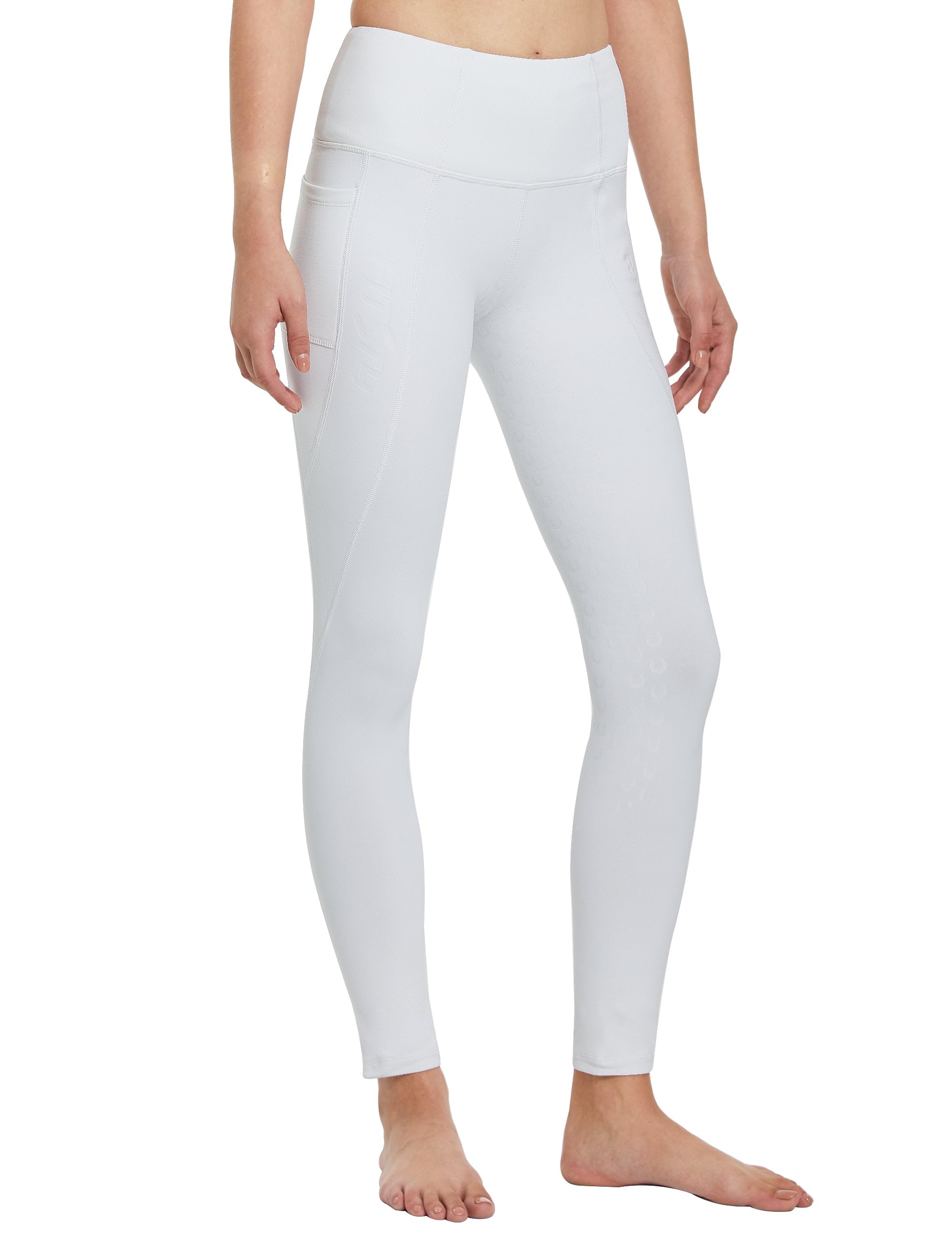 FitsT4 Sports Legging d'équitation pour Femme avec Bordure en Silicone et Passants de Ceinture