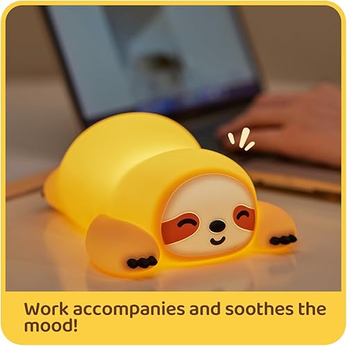 Miniatura 6 de DREAMING MY DREAM Luz nocturna para niños, luz nocturna de perezoso blando, luz nocturna LED novedosa de animales, 3 niveles regulables, lámpara de