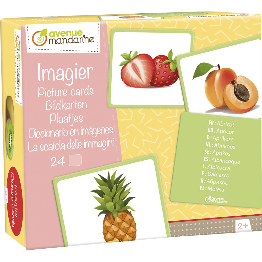 MY MANDARINE JE509C - un jeu éducatif de 24 cartes multilingues (10 langues) - À partir de 2 ans - IMAGIER Fruits