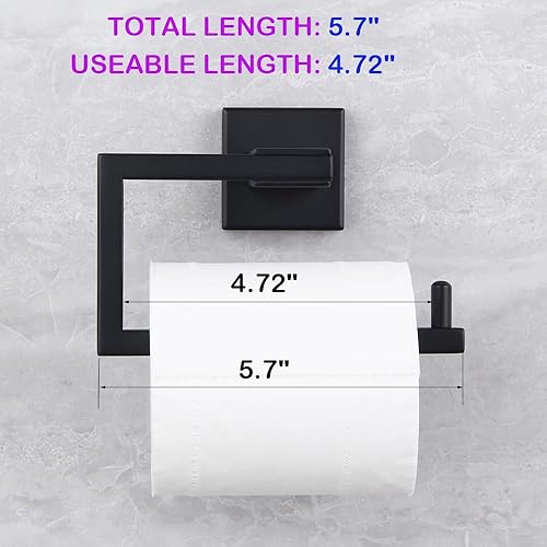 Miniatura 2 de Soporte de papel higiénico negro mate SUS 304 de acero inoxidable montado en la pared Soporte de rollo de papel higiénico para baño