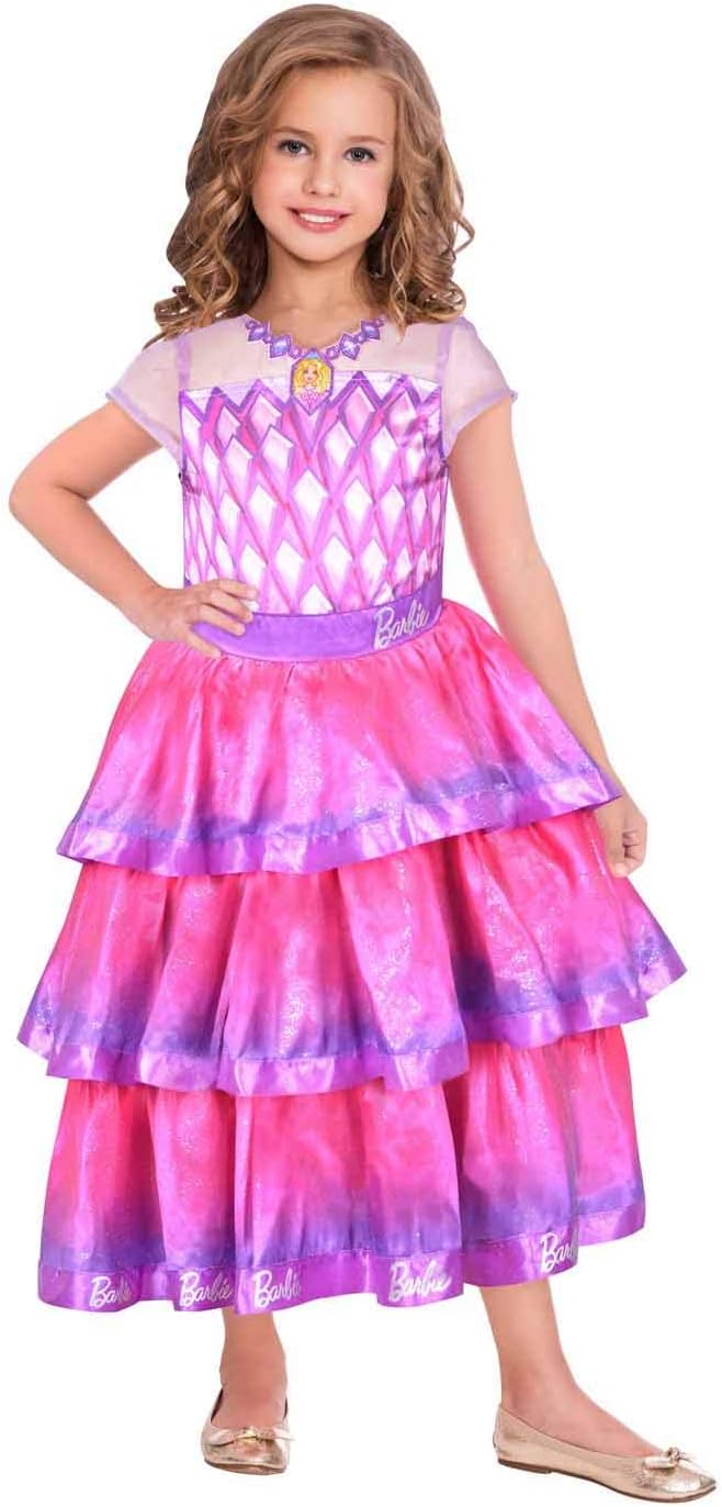 Amscan Kids Barbie Gemstone Ball Gown Costume Girls Pink