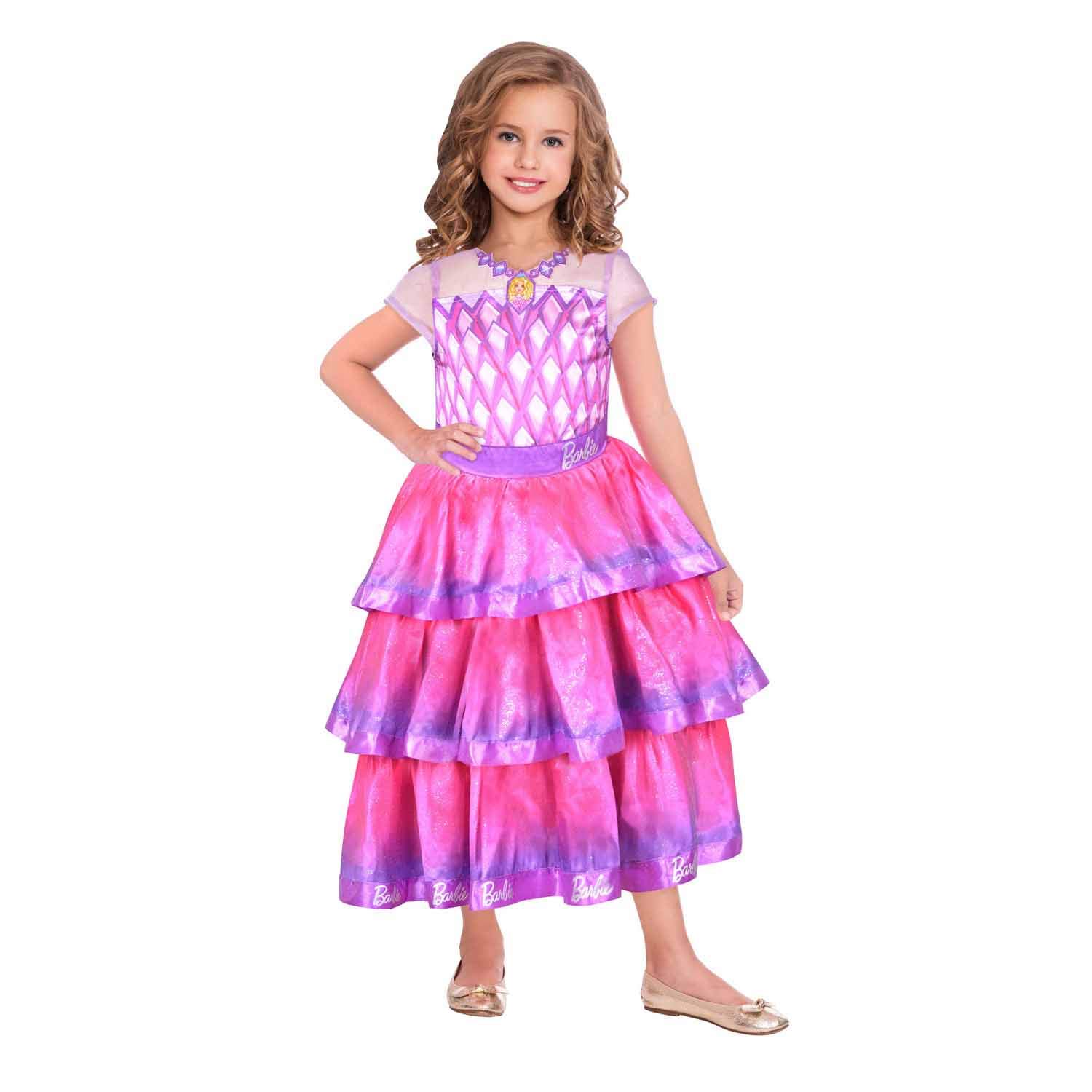 Amscan Kids Barbie Gemstone Ball Gown Costume Girls Pink