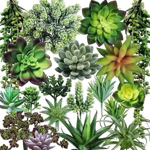 JAODFK 19 Pcs Artificial Hanging Plants For The Home Decoration Fake Green Plant Indoor And Outdoor Ornaments Small Faux Realistic Succulent Decorative For Bathroom Office Bedroom And Kitchen