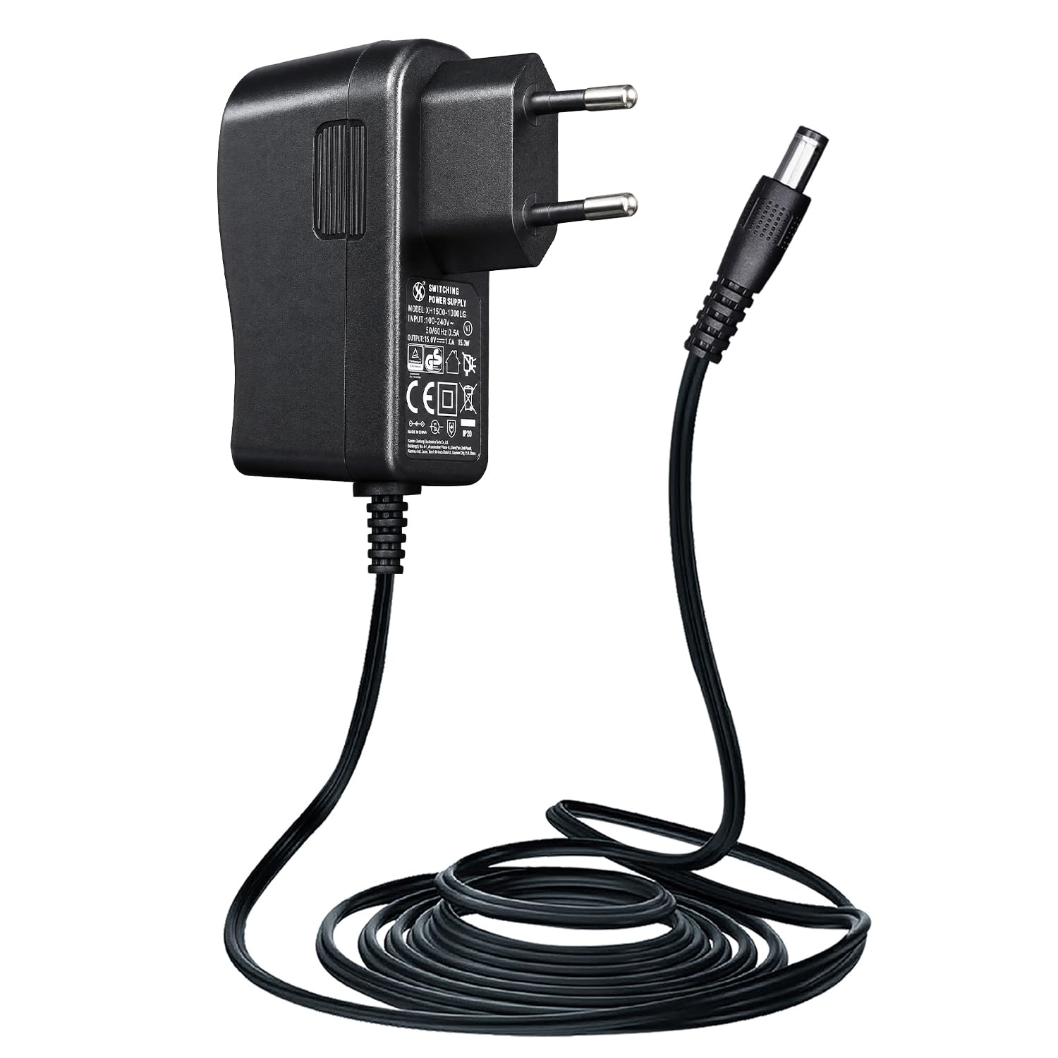 15 V 1 A/1000 mA 1,8 m długi zasilacz sieciowy, AC 100-240 V na DC 15 V 1 A 15 W adapter przełączający 5,5 x 2,1 mm wtyczka transformatora ściennego do Litter-Rototów i innych urządzeń 15 V,