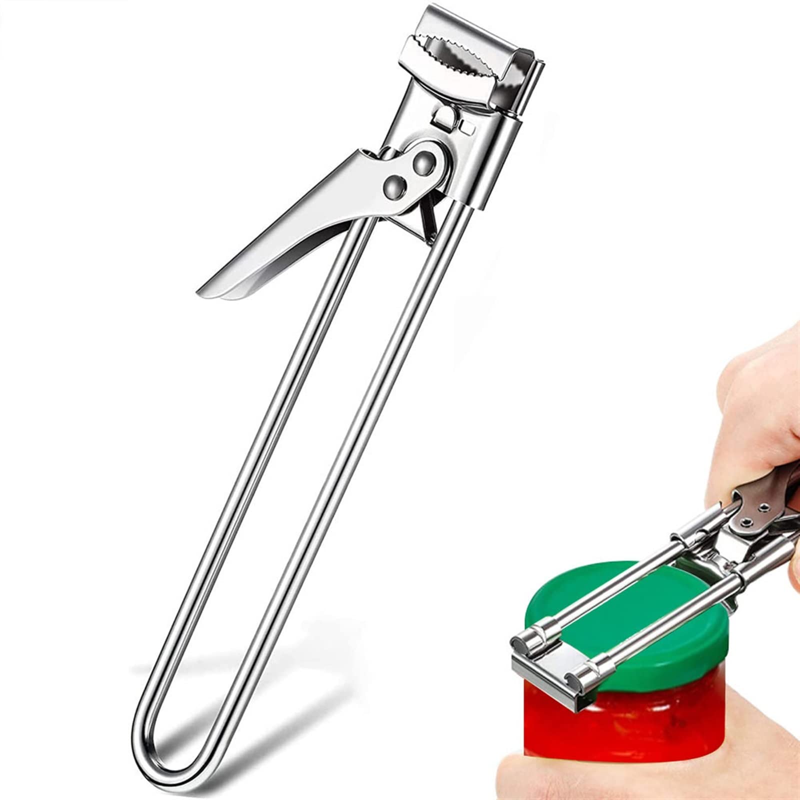 Apribottiglie, cavatappi e barattoli, multifunzione, in acciaio inox, facile da impugnare, per mani deboli, utensile da cucina