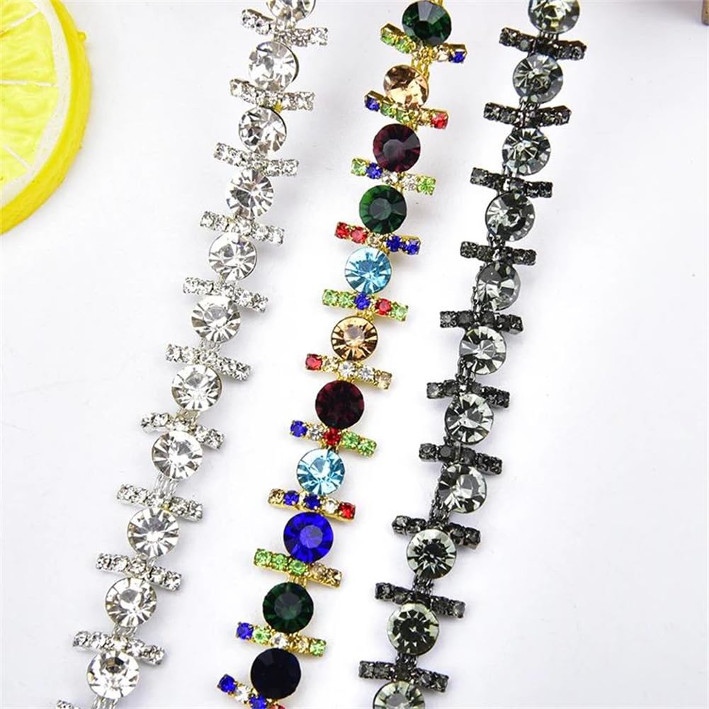 Frędzle z kryształkami, Ozdobne frędzle ze szkła Rhinestone wielokolorowe 1-3 metry(Colorful,3 yards)