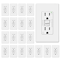 Vista 45 de ELEGRP Tomacorriente GFCI de 20 A, con autoprueba, diseño más delgado, resistente a manipulaciones TR, interruptores de falla a tierra con placa