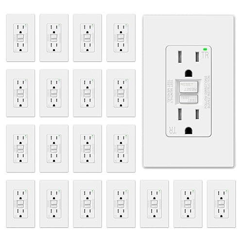 Miniatura 45 de ELEGRP Toma GFCI de 20 amperios, toma eléctrica GFI de autoprueba con diseño más delgado, receptáculo GFCI resistente a manipulaciones TR, Mate