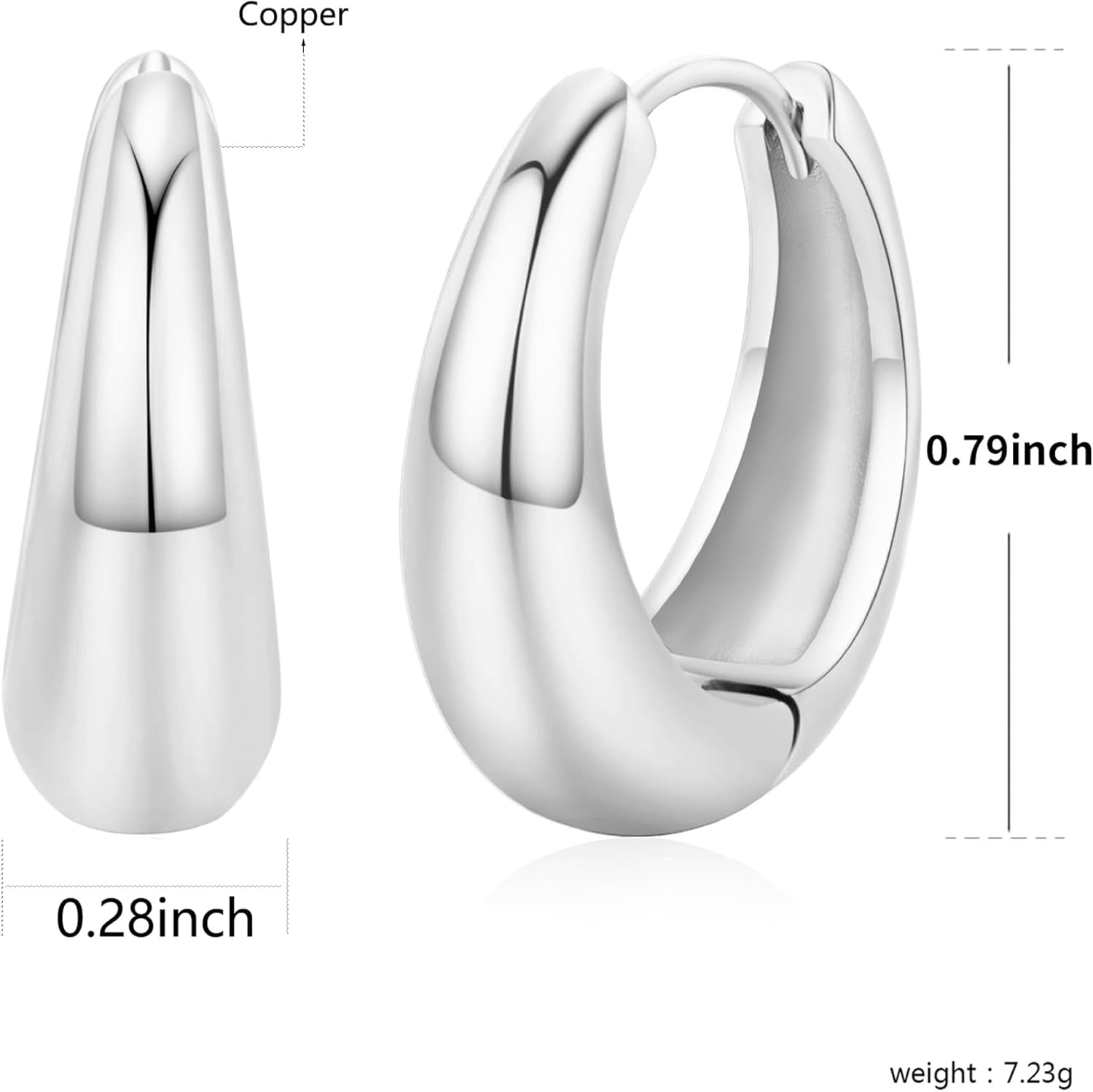 Gold Hoop Earrings for Women,14K Gold Plated Lightweight Hypoallergenic High Polished Earrings Gift Jewelry - Image 2