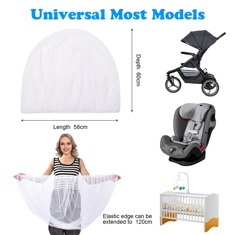 Vicloon Zanzariera Passeggino Universale, Zanzariera Passeggino per Carrozzina, Seggiolino Auto, Culla, Protezione Contro Zanzare, Vespe e Altri Tipi di Insetti per Neonati, Bambini (Bianco)