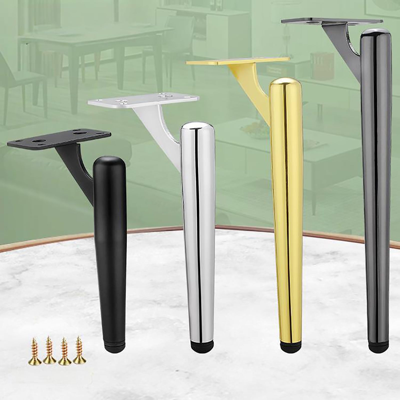 4 pieds de meubles réglables gris 40 cm pour canapé et table