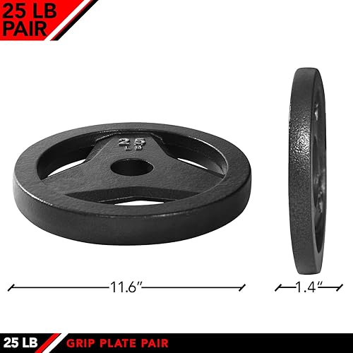 Miniatura 2 de JFIT Olympic 2" Cast Iron Grip Plate OR 2" Rubber Bumper Plates for Barbell - Singles OR Pairs - 6 Weights Available (2.5lbs to 45lbs) Plates for