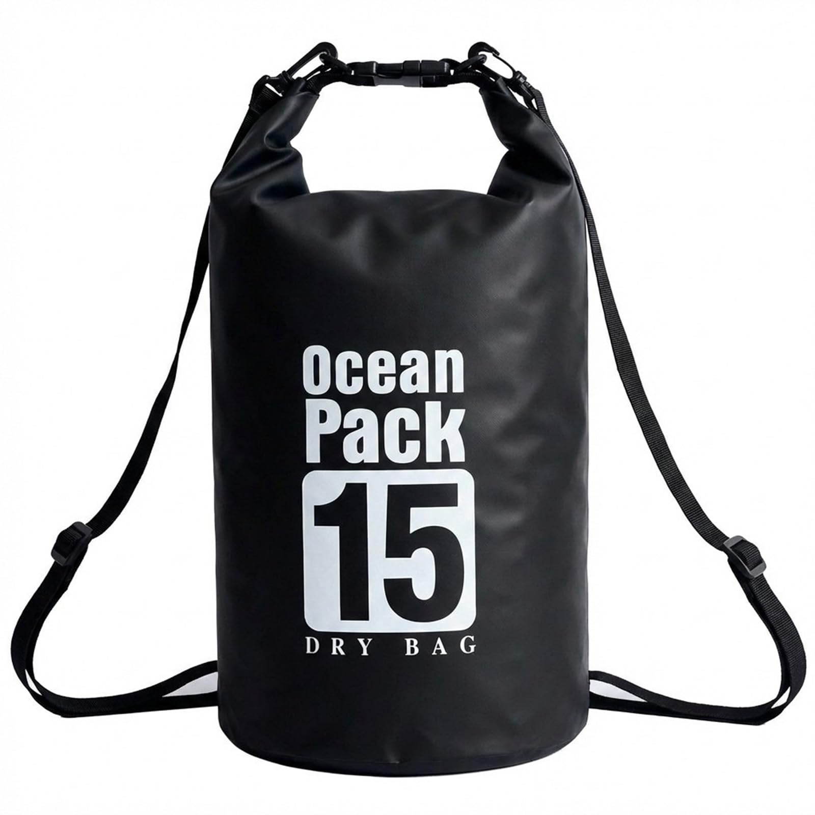 Bolsa seca flotante impermeable de 5L/10L/15L/20L para mujer, mochila ligera y duradera para kayak, natación, camping, senderismo, suave y resistente a la abrasión con cierre enrollable (negro