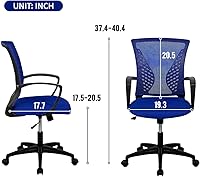 Vista 3 de Silla ergonómica de escritorio, silla de oficina, silla de computadora de malla, respaldo medio, giratoria, ajustable, con soporte lumbar