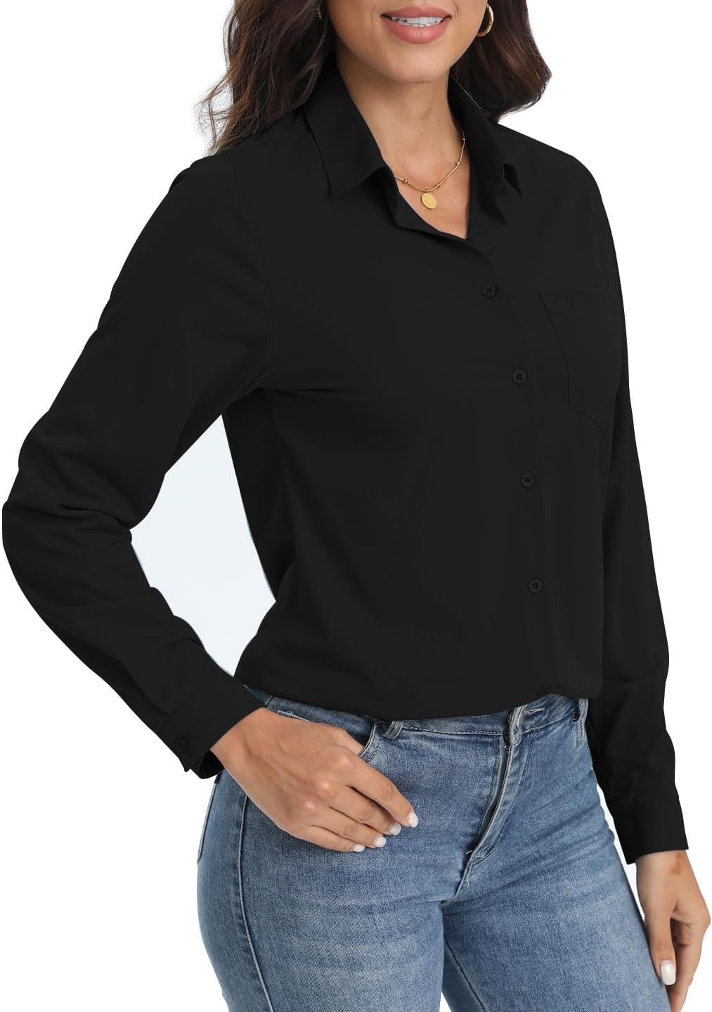 COUXILY Soft Wrinkle-Free Button Down Stretch Shirts for Women, Breathable Moisture-Wicking Casual Work Dress Tops - Image 2