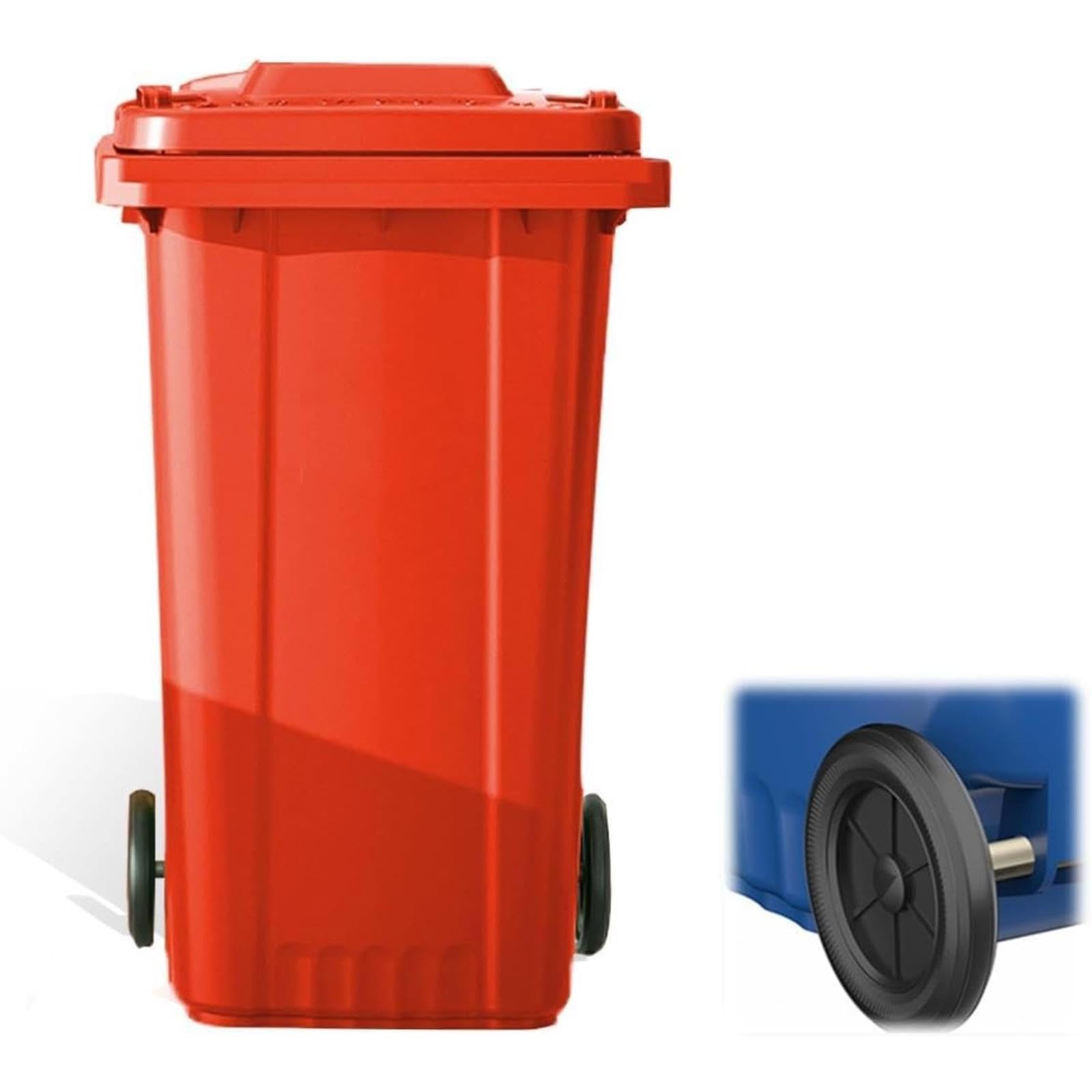 VITIWEDTY Wheeled Outdoor Garbage Can, Multi-Color Heavy Duty Trash Bin for Backyard, Garage, Deck and Commercial Use (Red 120L)