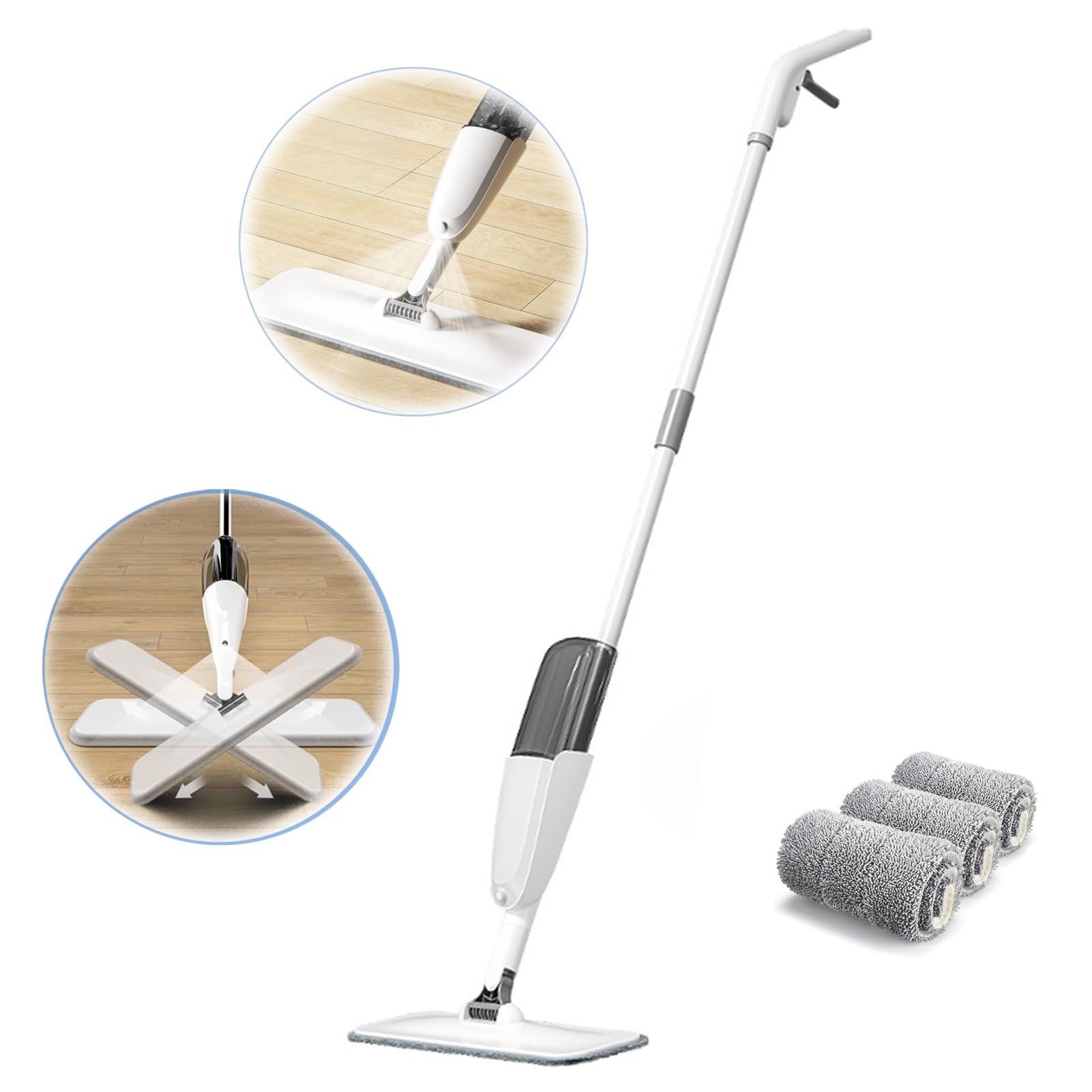 TAME Spray Mop for Floor Cleaning, Floor Mop Microfiber Spray Mop with 3 Reusable Mop Pads, Handle Flat Mop with Sprayer for Kitchen Wood Floor Hardwood Laminate Ceramic Tiles Dust